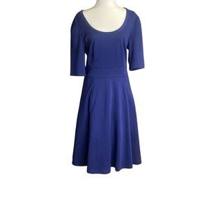 CONNECTED APPAREL Womens Navy Blue Midi Party Fit Flare A Line Dress Size 16